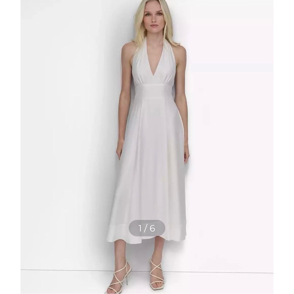 Dkny Women's Halter V-Neck Tie-Back Midi Dress